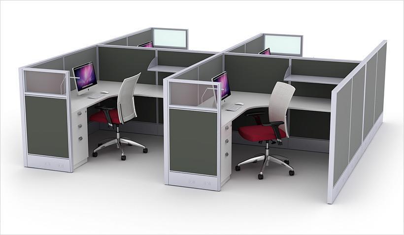 Corporate interiors with modern high and low partitions