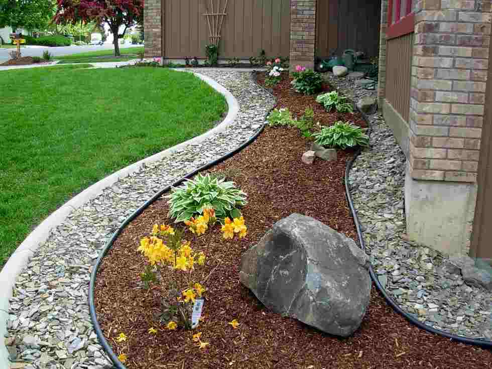 Modern villa landscaping and pathways